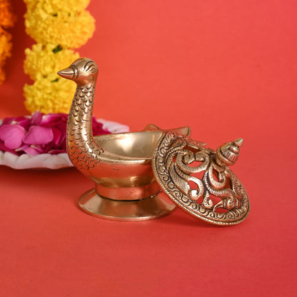 Brass Peacok Dhoopdani (5")
