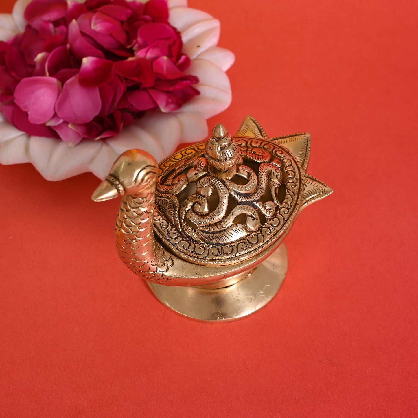 Brass Peacok Dhoopdani (5")