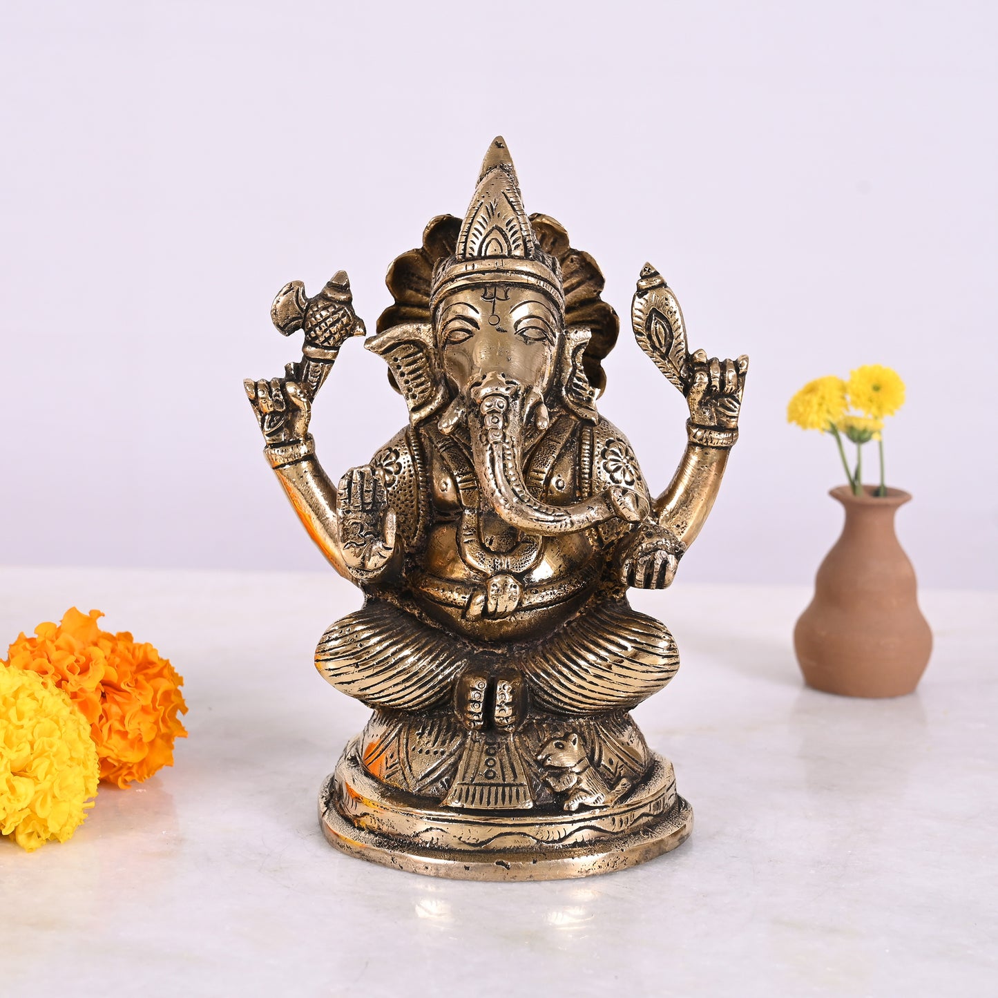 Brass Ganesh Idol (6")