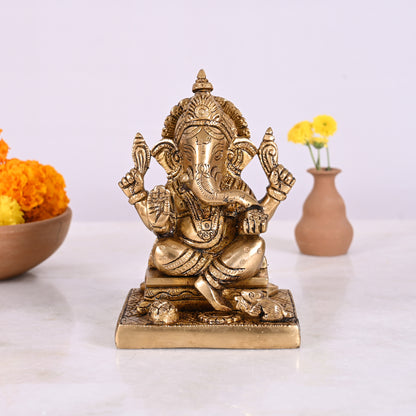Brass Chaturbhuj Ganapati Murti (5")